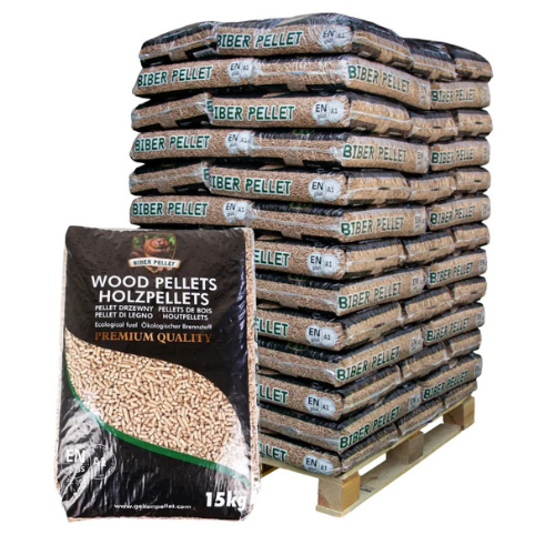 Biber Premium Nadelholzpellets ENplus A1 66 Säcke x 15 kg (990 kg Palette)