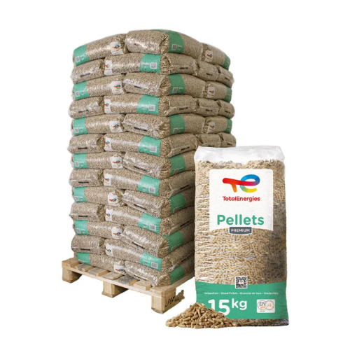 TotalEnergies Premium Nadelholzpellets ENplus A1 65 Säcke x 15 kg (975 kg Palette)