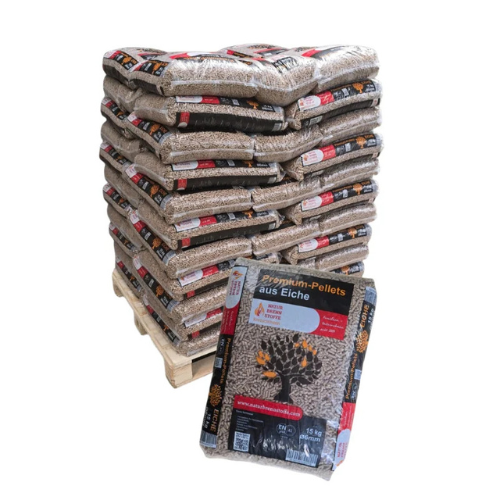 Premium Eichenholzpellets ENplus A1 66 Säcke x 15 kg (990 kg Palette)