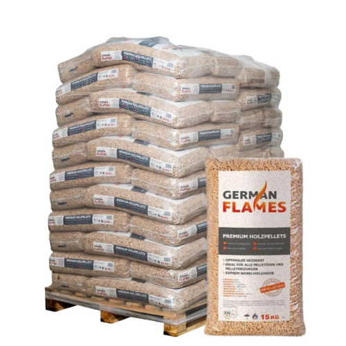 German Flames Nadelholzpellets ENplus A1 66 Säcke x 15 kg (990 kg Palette)